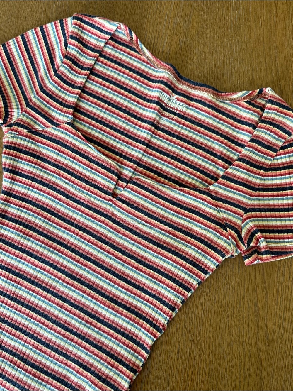 Hollister Pink & Navy Striped Women’s Ribbed Scoop Neck One Piece